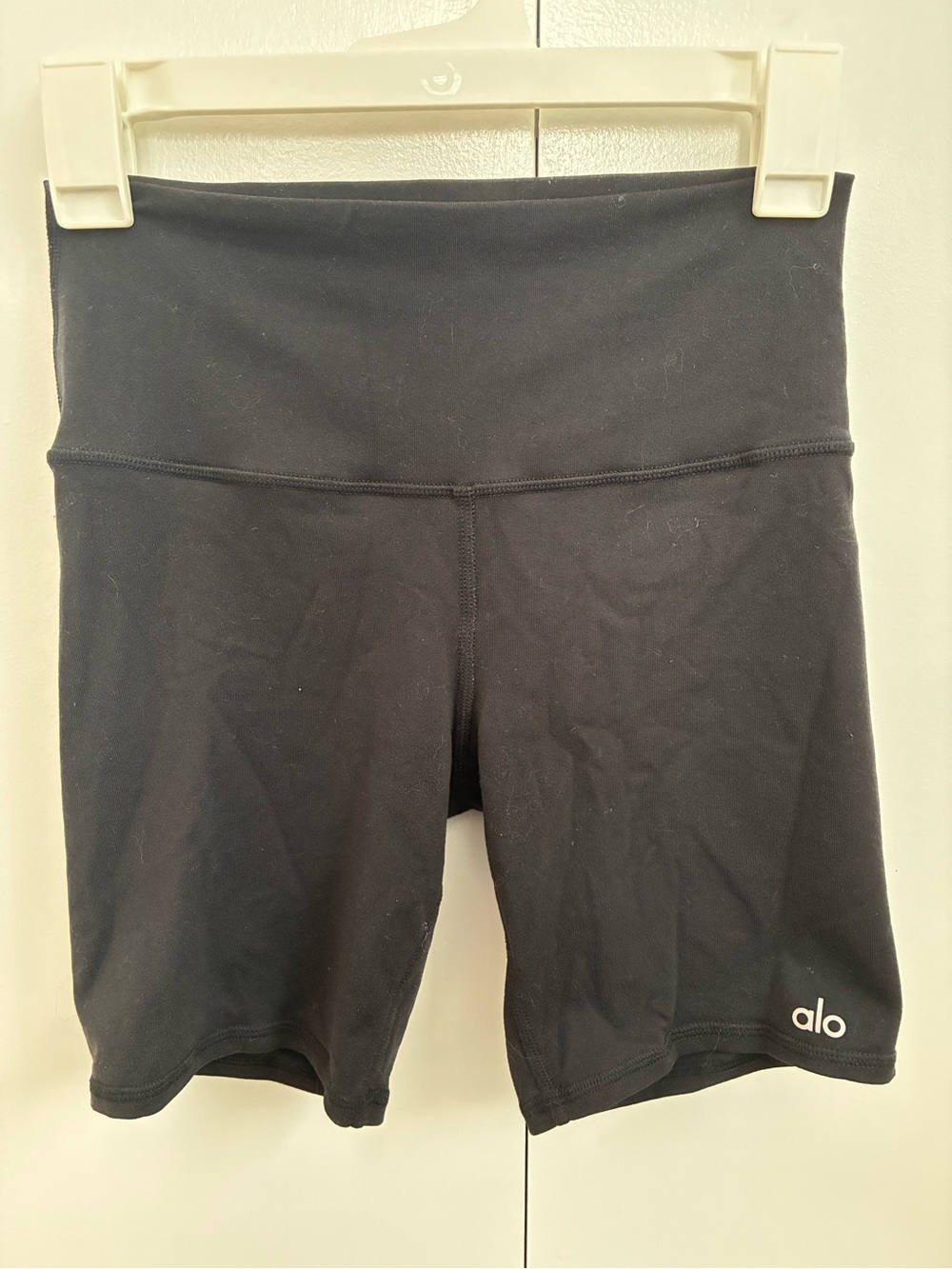 ALO Yoga Black High-Rise Bike Shorts with Logo